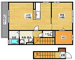 JR可部線 緑井駅 徒歩9分の賃貸アパート 2階1LDKの間取り