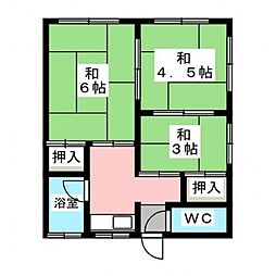 JR芸備線 矢賀駅 徒歩12分の賃貸アパート 2階3Kの間取り