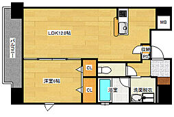 JR可部線 新白島駅 徒歩3分の賃貸マンション 3階1LDKの間取り