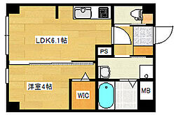 広島電鉄宮島線 草津駅 徒歩11分の賃貸マンション 1階1DKの間取り