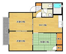 広島高速交通アストラムライン 伴駅 徒歩10分の賃貸アパート 2階3DKの間取り