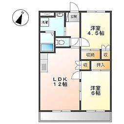 広島高速交通アストラムライン 大原駅 徒歩7分の賃貸アパート 2階2LDKの間取り