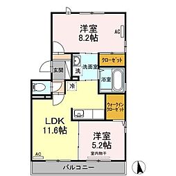 広島電鉄8系統 舟入南駅 徒歩13分の賃貸アパート 3階2LDKの間取り