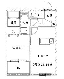 JR可部線 古市橋駅 徒歩3分の賃貸アパート 1階1LDKの間取り