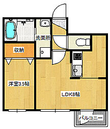 広島電鉄8系統 江波駅 徒歩5分の賃貸アパート 1階1LDKの間取り