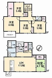 JR山陽本線 瀬野駅 徒歩25分の賃貸一戸建て 1階5LDKの間取り