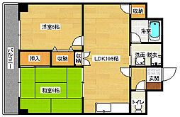 広島高速交通アストラムライン 祇園新橋北駅 徒歩13分の賃貸マンション 3階2LDKの間取り