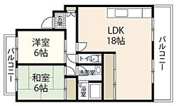 広島高速交通アストラムライン 高取駅 徒歩8分の賃貸マンション 3階2LDKの間取り