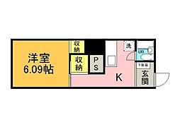 広島電鉄2系統 胡町駅 徒歩4分の賃貸マンション 4階1Kの間取り
