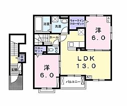 広島高速交通アストラムライン 伴中央駅 徒歩12分の賃貸アパート 2階2LDKの間取り