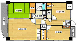 JR可部線 大町駅 徒歩2分の賃貸マンション 7階3LDKの間取り