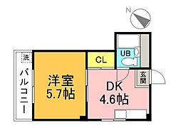 広島電鉄2系統 銀山町駅 徒歩7分の賃貸マンション 5階1Kの間取り