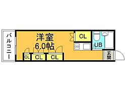 広島電鉄5系統 南区役所前駅 徒歩7分の賃貸マンション 4階ワンルームの間取り