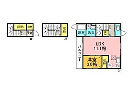 広島高速交通アストラムライン 不動院前駅 徒歩5分の賃貸アパート 3階1LDKの間取り