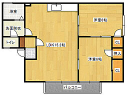広島高速交通アストラムライン 高取駅 徒歩5分の賃貸アパート 2階2LDKの間取り