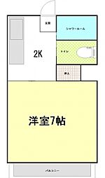 広島電鉄1系統 御幸橋駅 徒歩14分の賃貸マンション 3階1Kの間取り