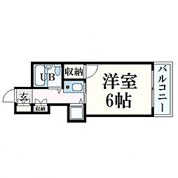 JR可部線 横川駅 徒歩7分の賃貸マンション 6階1Kの間取り