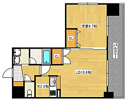 広島電鉄5系統 比治山橋駅 徒歩10分の賃貸マンション 6階1LDKの間取り