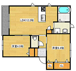 広島電鉄宮島線 古江駅 徒歩12分の賃貸アパート 2階1SLDKの間取り