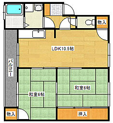 広島電鉄宮島線 修大協創中高前駅 徒歩23分の賃貸アパート 2階2LDKの間取り