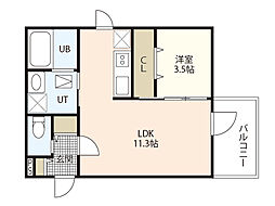広島電鉄1系統 広大附属学校前駅 徒歩8分の賃貸アパート 2階1LDKの間取り