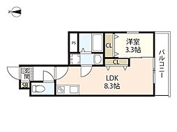 広島電鉄宮島線 草津南駅 徒歩4分の賃貸アパート 1階1LDKの間取り