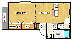 JR可部線 安芸長束駅 徒歩8分の賃貸アパート 2階1DKの間取り