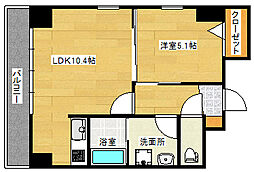 広島電鉄5系統 比治山下駅 徒歩14分の賃貸マンション 6階1LDKの間取り