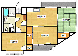 広島電鉄宮島線 東高須駅 徒歩7分の賃貸マンション 2階3DKの間取り