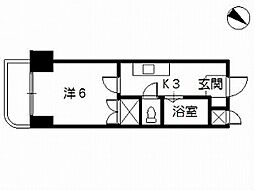 JR可部線 下祇園駅 徒歩10分の賃貸マンション 3階1Kの間取り