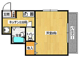 広島電鉄5系統 比治山下駅 徒歩3分の賃貸マンション 7階1Kの間取り