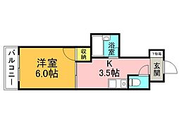 広島電鉄8系統 舟入本町駅 徒歩3分の賃貸マンション 8階1DKの間取り