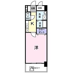 広島電鉄2系統 広島駅駅 徒歩8分の賃貸マンション 6階1Kの間取り