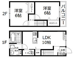 広島電鉄8系統 舟入南駅 徒歩13分の賃貸アパート 1階2LDKの間取り