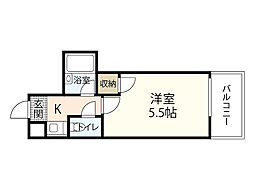 JR山陽本線 横川駅 徒歩10分の賃貸マンション 3階1Kの間取り