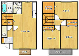 JR山陽本線 向洋駅 徒歩20分の賃貸アパート 1階3LDKの間取り
