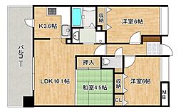 JR山陽本線 天神川駅 徒歩8分の賃貸マンション 7階3LDKの間取り
