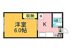 広島電鉄1系統 日赤病院前駅 徒歩11分の賃貸マンション 4階1Kの間取り