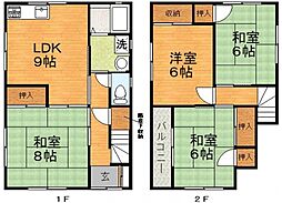 広島高速交通アストラムライン 中筋駅 徒歩6分の賃貸一戸建て 1階4LDKの間取り