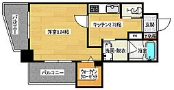 広島電鉄8系統 舟入本町駅 徒歩2分の賃貸マンション 2階1Kの間取り