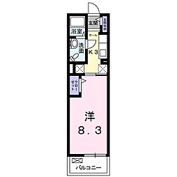 広島電鉄2系統 広島駅駅 徒歩12分の賃貸マンション 3階1Kの間取り