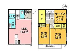 JR可部線 下祇園駅 徒歩8分の賃貸アパート 1階2SLDKの間取り