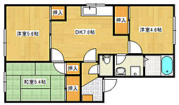 広島高速交通アストラムライン 大原駅 徒歩11分の賃貸アパート 1階3DKの間取り