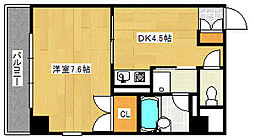 広島電鉄5系統 比治山橋駅 徒歩7分の賃貸マンション 6階1DKの間取り
