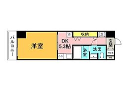 広島高速交通アストラムライン 新白島駅 徒歩5分の賃貸マンション 13階1DKの間取り