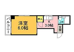 IVYスクエア広島 1Kの間取図画像