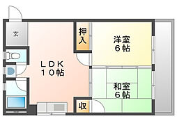 コーポ大本 2LDKの間取図画像