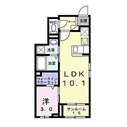 カーサ グラシオッソ B 1LDKの間取図画像