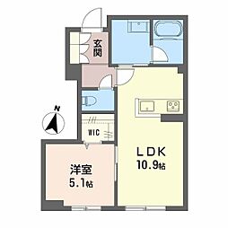 プライムフェルトII 1LDKの間取図画像