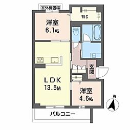 プライムフェルトII 2LDKの間取図画像